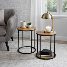 Nest of 2 Tables Rustic Oak