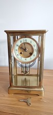 Antique French Brass Cased 4  Glass Clock with Beveled Glass : Working Order