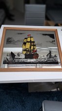 Large 22.5" x 18.5"  Etched Mirror Depicting His Majesty's Ship the London