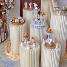 Folding Round Paper Pedestal Plinth Wedding Centerpiece Flower Stand Cake Stands