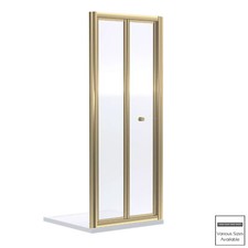 ShowerWorX Atlantic Bi-Fold Brushed Brass Shower Door 4mm Toughened Glass