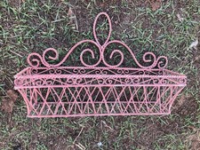Vintage Wrought Iron Window Planter Basket Chippy Red Paint Rustic Shabby Box