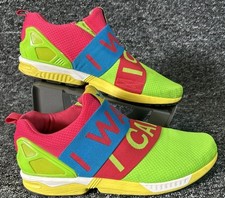 Adidas ZX Flux Torsion Solar Green Blue 2 Blaze Neon I Want I Can Size 9 Mens