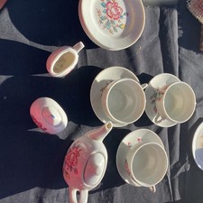 Vintage Ceramic Children s teaset 3cups teapot jug sugar bowl and 4 plates