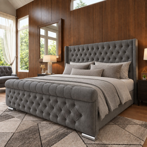 Scroll sleigh bed frame plush - scroll,