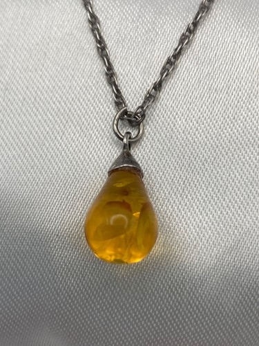 Amber teardrop pendant - pendant, on