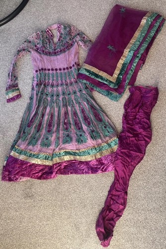 Purple embroidered anarkali - embroidered,