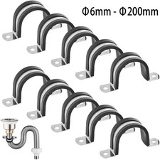 Rubber U Shaped Stainless Steel A2 Hose Pipe Tube Clips Clamp Cable Brackets