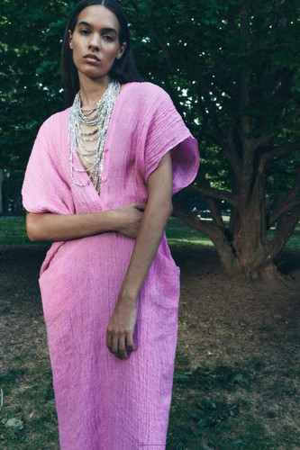 Zara women pink linen tunic - women's,