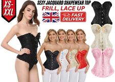 Women Sexy Overbust Boned Corset Burlesque Basque Top Lace-Up Costume Size 6-24