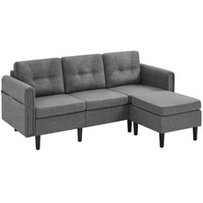 3 Seater Corner Sofa Versatile L-Shaped Fabric Sofa?with Detachable Ottoman