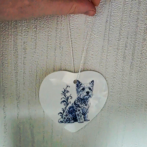 White blue westie - westie, heart