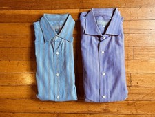 Alain Figaret Prestige Shirt Lot Men's 39 15-1/2 Blue Purple Striped