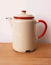 Vintage enamel teapot - vintage, cream
