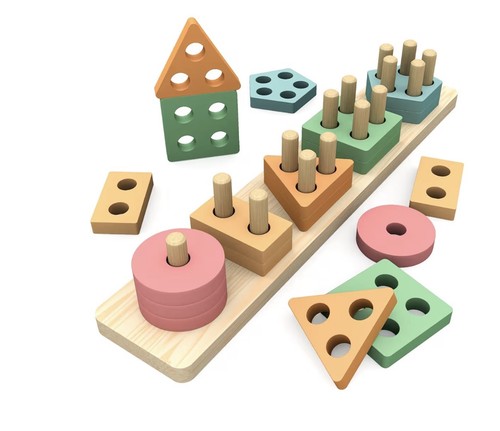 Montessori wooden shape sorter - wooden,