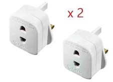 X2 Shaver  Adaptor Plug For UK 2 Pin To 3 Pin 1A Fuse  Toothbrush White..!!