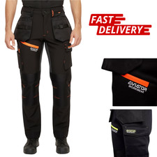 Men's Aviator Workwear Softshell Cargo Trouser Black/grey/navy Waterproof Paints