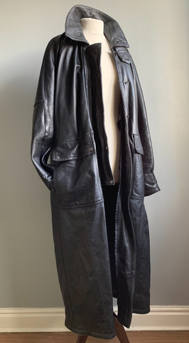 Long leather trench coat - long,