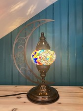 Stunning Handmade Turkish Moroccan Mosaic Moon Table Lamp Light Bohemian 