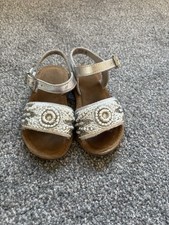 Next Size UK10 Girls White Beaded Strappy Sandals