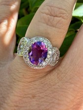 18ct Gold 1.30ct Natural Diamond And Amethyst Ring Certified Rrp £5100