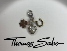 Thomas Sabo charm: love heart, lucky cloverleaf  & horseshoe, silver, CZ & gold