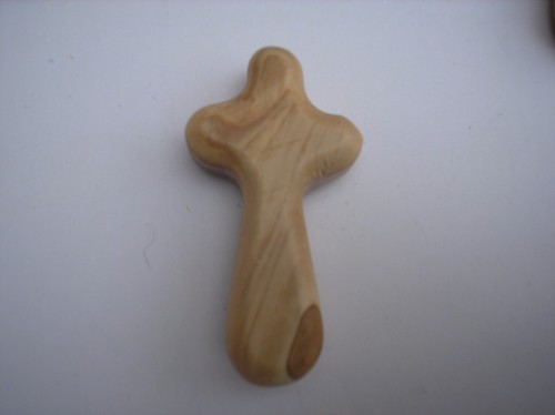 Olive wood holding cross - , from