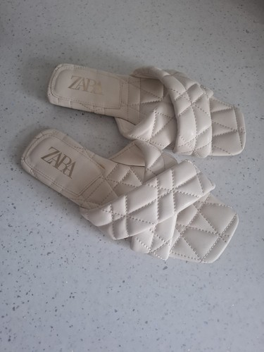 Zara cream quilted - quilted, sandals
