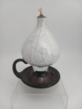 Laxa Glashytta Sweden Hand Held Oil Lamp on Pedestal - Brass Top