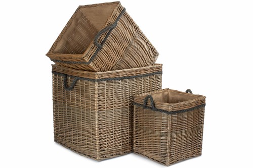 Antique wash wicker log basket - wash,