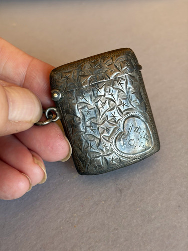 Vintage silver pocket vesta - silver,