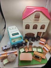 Sylvanian Families Cedar Terrace House Furniture Car And Hedgehog Family Bundle