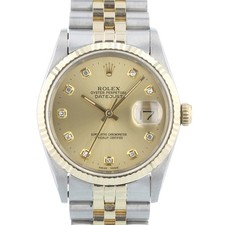 Rolex Datejust 16233 36 mm Champagne Diamond Dial Bi-Metal Jubilee 1988 Watch