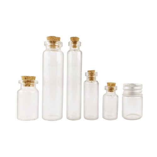 Mini glass bottles with cork - glass,