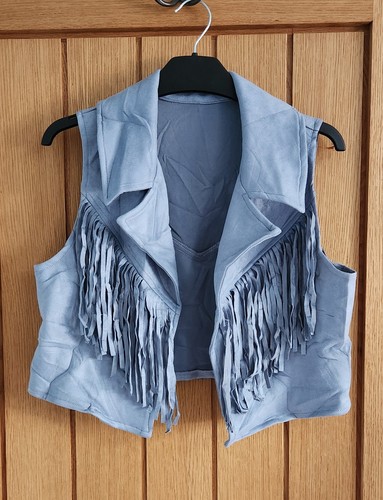 Light blue collared - collared, fringe