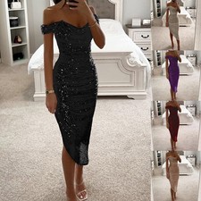 Sequined Off Shoulder Evening