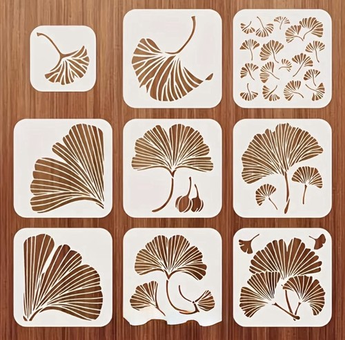 9pcs ginkgo leaf stencil - 9pcs,