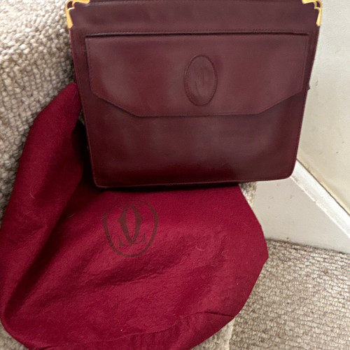 Cartier burgundy leather logo - cartier,