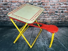 Vintage Marx Toys Toddler Folding Metal School Desk w/ Chair & Accessories