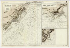 ANTIQUE ADMIRALTY CHART. No.137. PLANS in the FIRTH of FORTH. 1918 Edition.