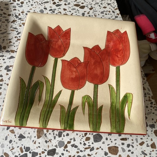 Red tulip plate - tulip,