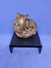 Mischievous Mouse On Mushroom Fine Cold Cast Bronze Figurine 