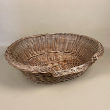Vintage Small Dog / Cat Bed Basket Woven Wicker Oval Pet Cottage Rustic Puppy