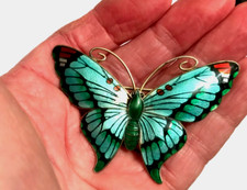 John Atkins & Sons large Enamel Silver  Butterfly Brooch Pin AF
