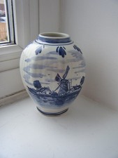 Delightful Delft Blue Windmill Vase 13cm