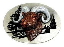 Rams Head Belt Buckle American Western Themed Animal Ram Authentic Siskiyou