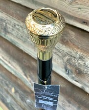 Victorian Gold Handle Foldable Wooden Walking Stick - All Sizes for Men & Woman