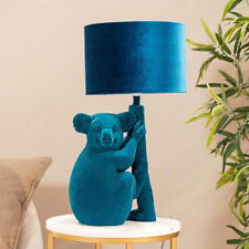 Teal Velvet Koala Table Lamp