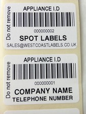 Personalised PAT Testing Barcode Appliance ID Labels Asset Stickers