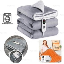 Electric Heated Throw Blanket 10 Heat Settings Washable Fleece Sherpa Pre-heat